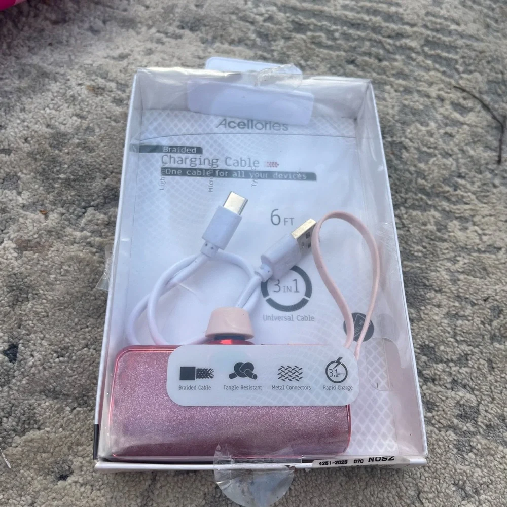 Pink Braided Charging Cable 6ft